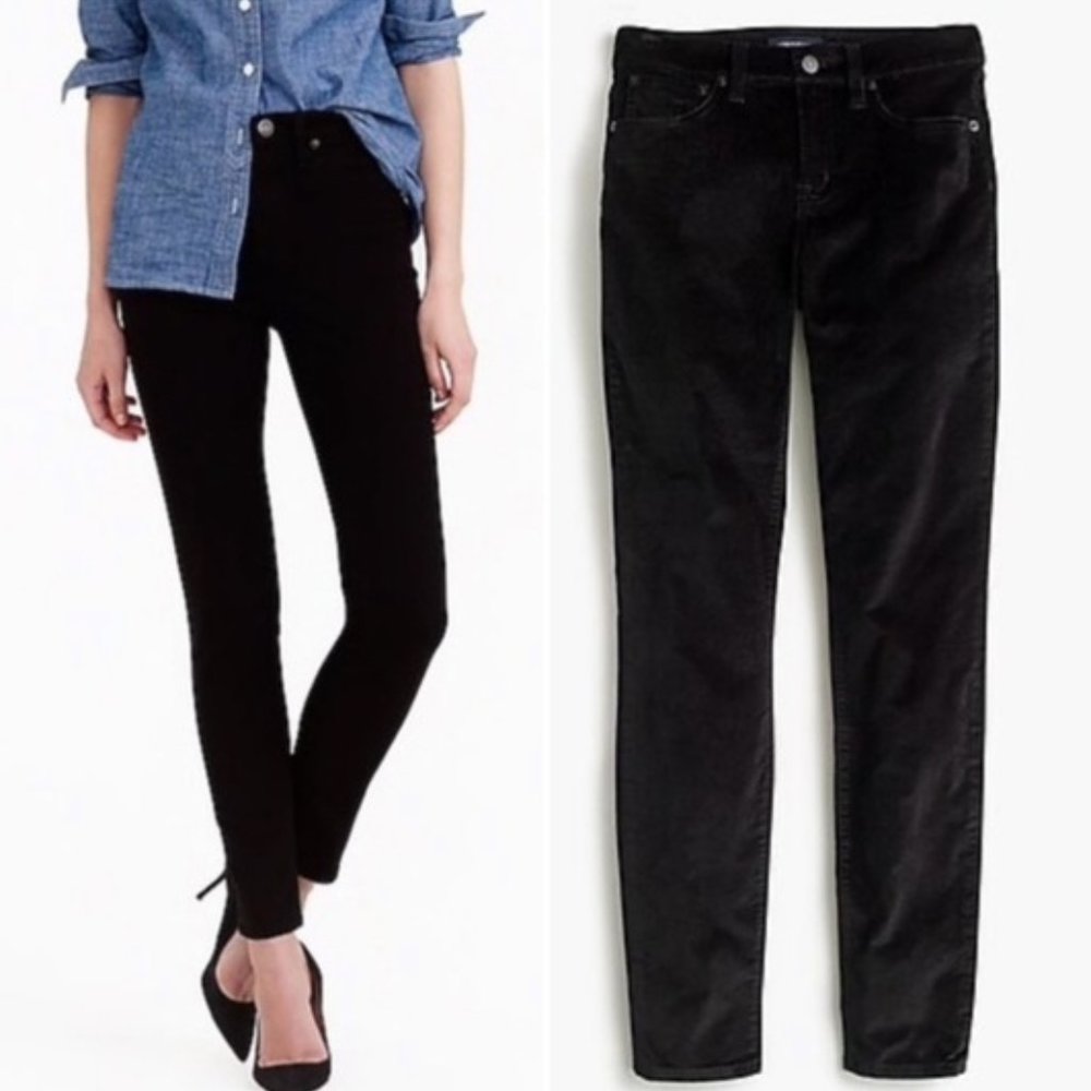 JCREW 9" high-rise velvet toothpick pants black